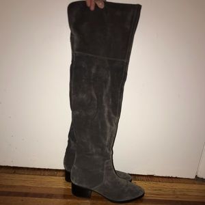 Thigh high grey boots